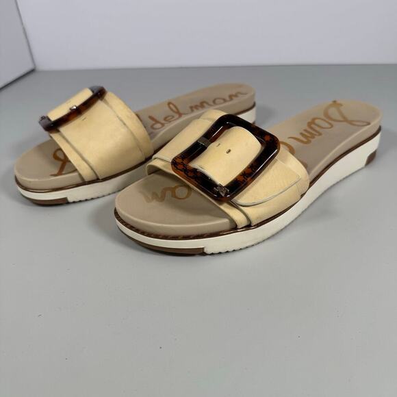 Sam Edelman Ariane Slide Platform Sandal Ivory Beige Tan Leather Women Size 10 - Picture 3 of 11